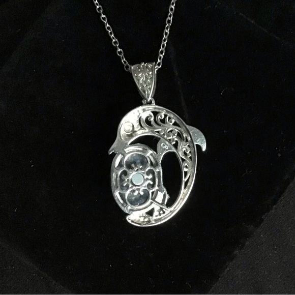 Lapis Lazuli Dolphin Pendant in Platinum Over Copper With Magnet - Picture 2 of 7